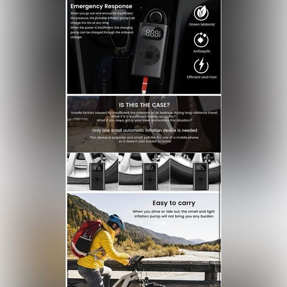 Electrical Air Pump Portable Wireless Tire Inflatable Pump for Car Bicycle Ball - Picture 10 of 10